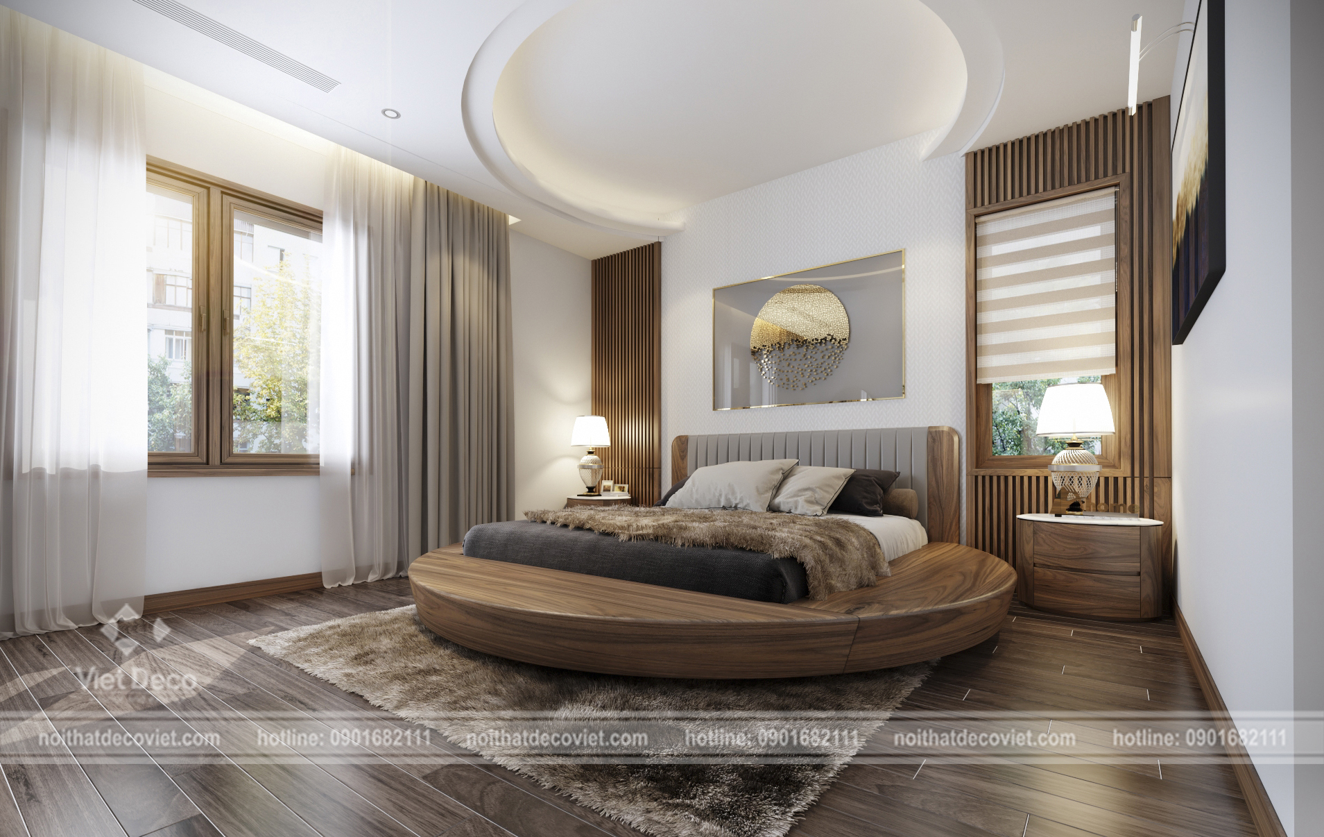 Thiết kế nội thất phòng ngủ của biệt thự cao cấp